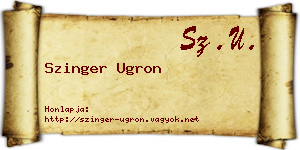 Szinger Ugron névjegykártya